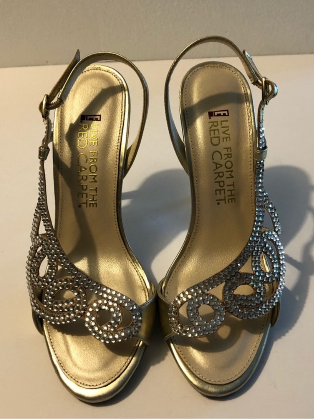 Gold Crystal Slingback Heels